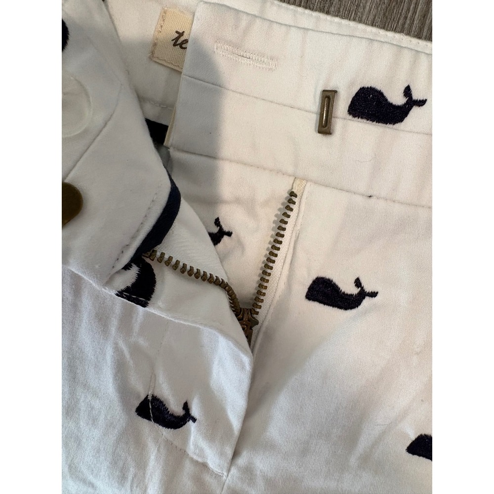 Telluride Clothing Co Womens White Navy Blue‎ Whale Embroidered Chino Shorts - Picture 3 of 5
